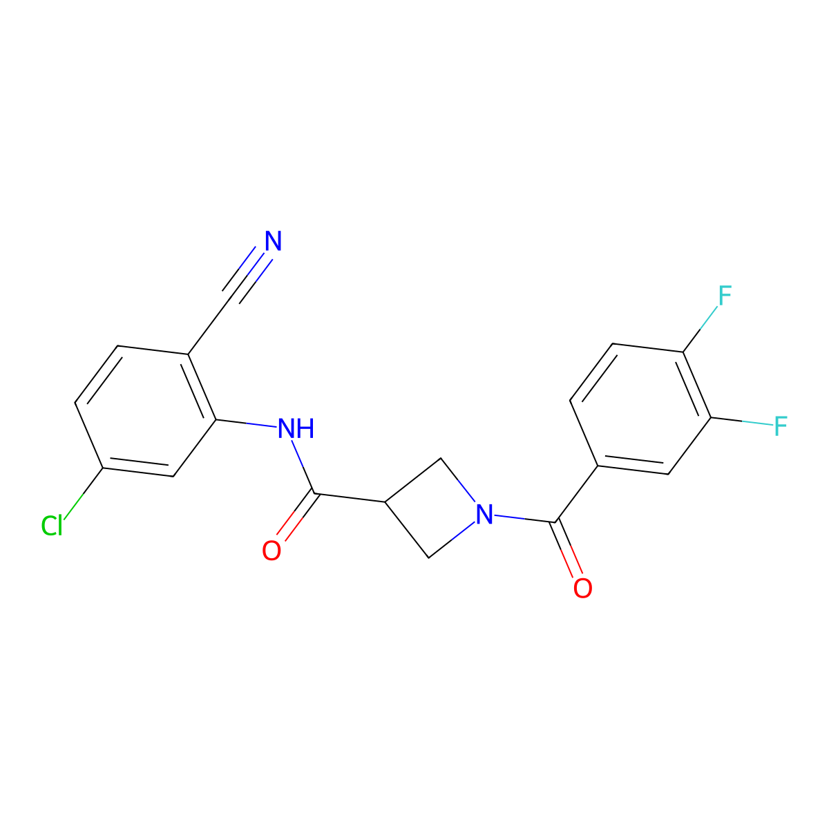 N-(5-chloro-2-cyanophenyl)-1-(3,4-difluorobenzoyl)azetidine-3-carboxamide molecular structure, CAS 1334376-34-9