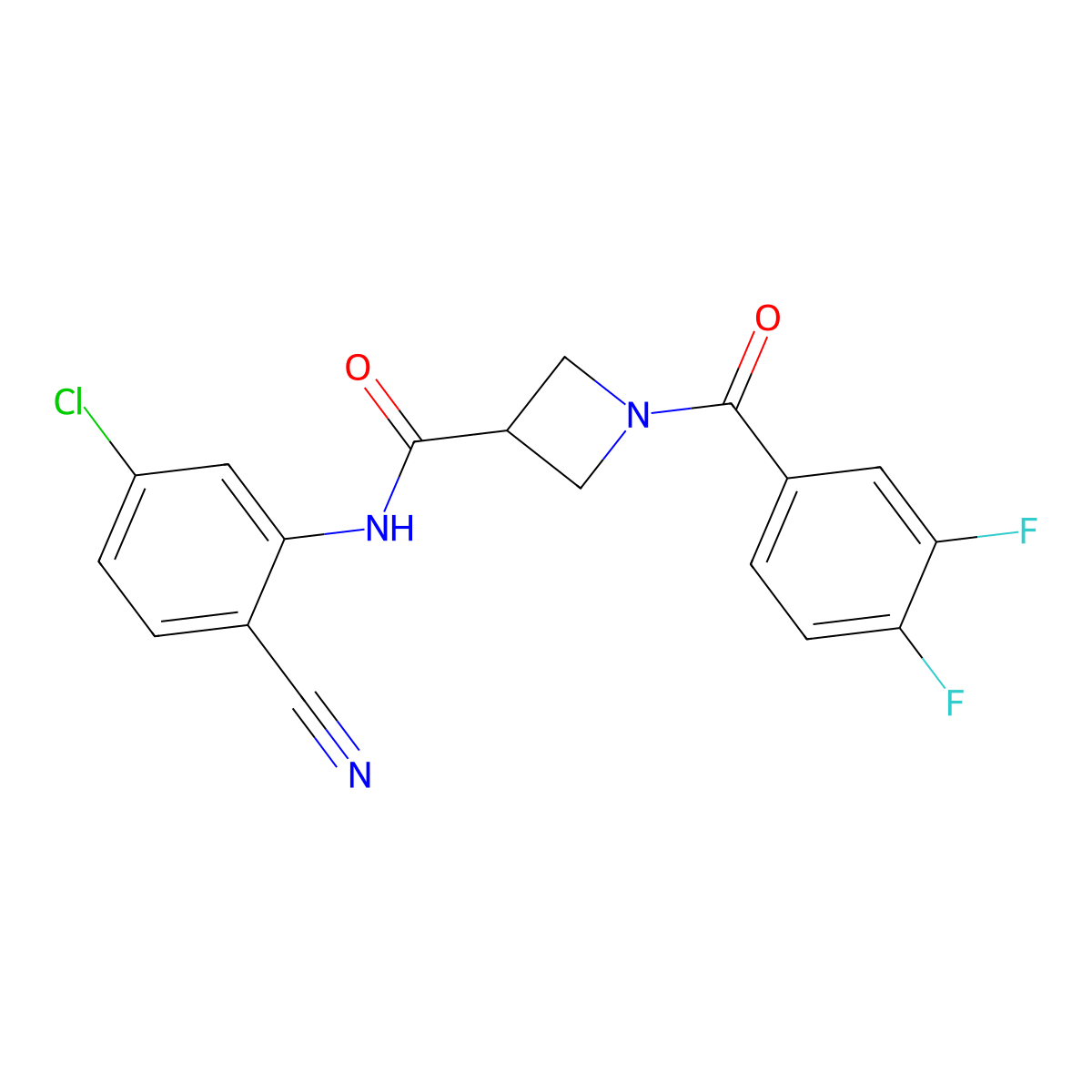 N-(5-chloro-2-cyanophenyl)-1-(3,4-difluorobenzoyl)azetidine-3-carboxamide molecular structure, CAS 1334376-34-9