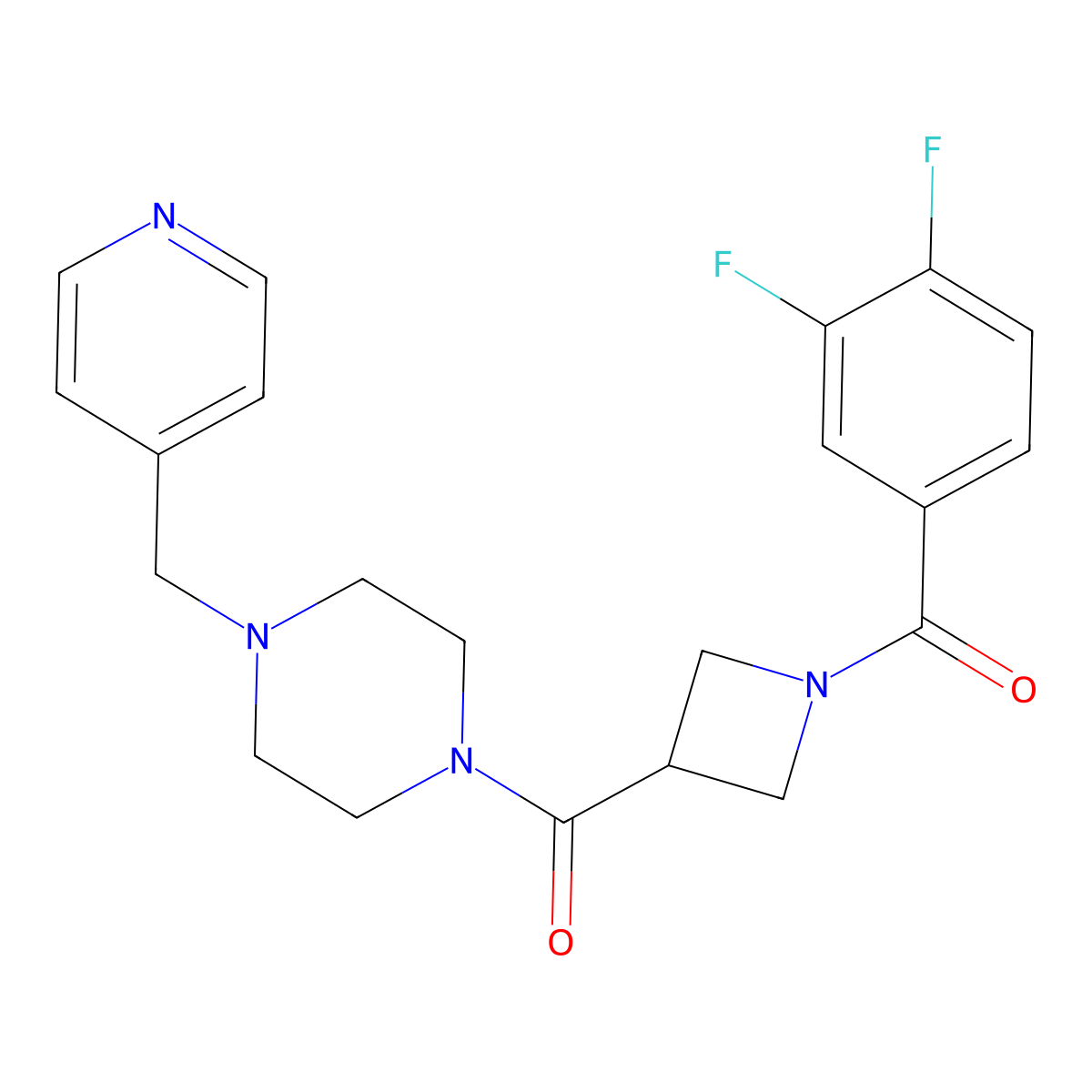 (1-(3,4-Difluorobenzoyl)azetidin-3-yl)(4-(pyridin-4-ylmethyl)piperazin-1-yl)methanone molecular structure, CAS 1334376-35-0
