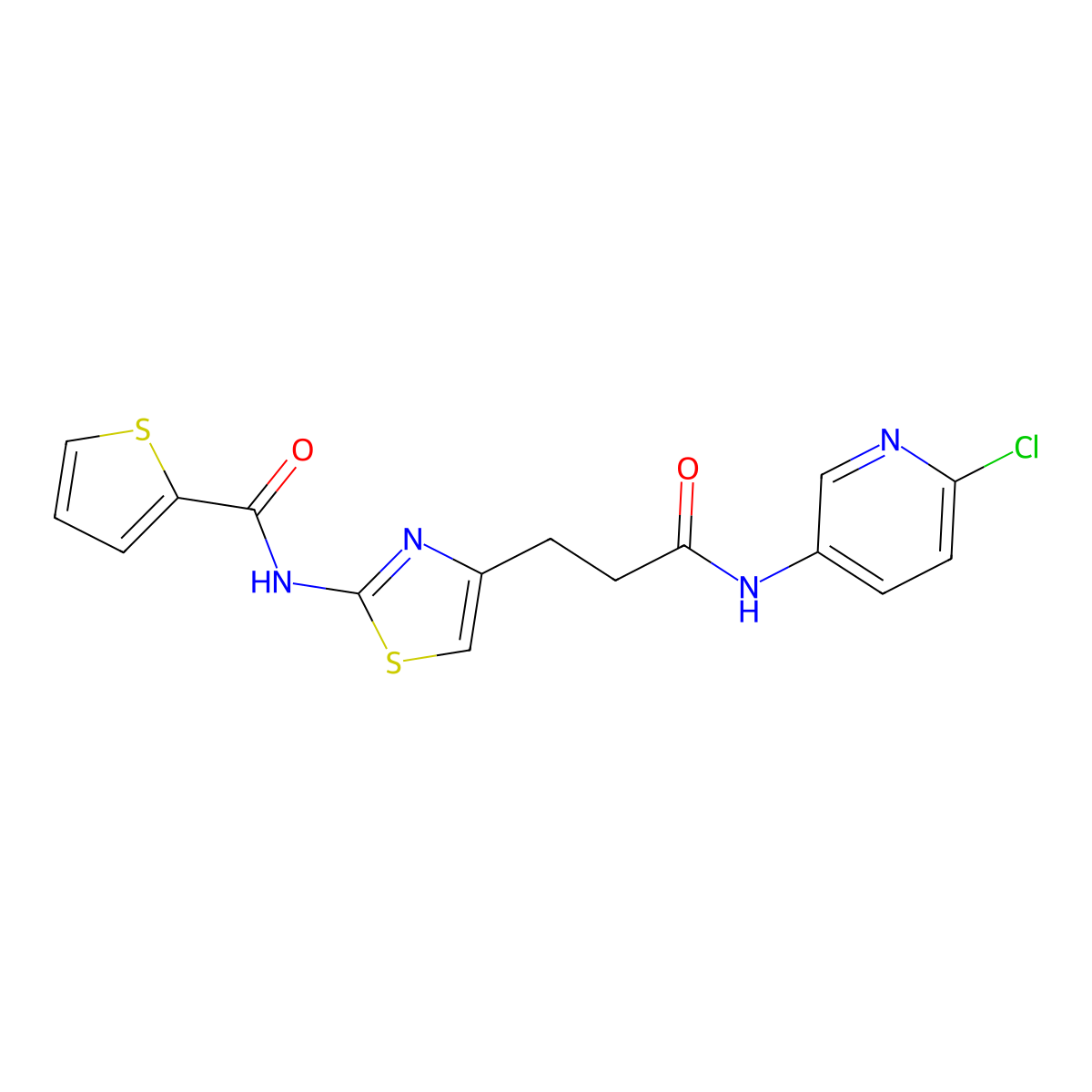 N-(4-(3-((6-chloropyridin-3-yl)amino)-3-oxopropyl)thiazol-2-yl)thiophene-2-carboxamide molecular structure, CAS 1334376-42-9