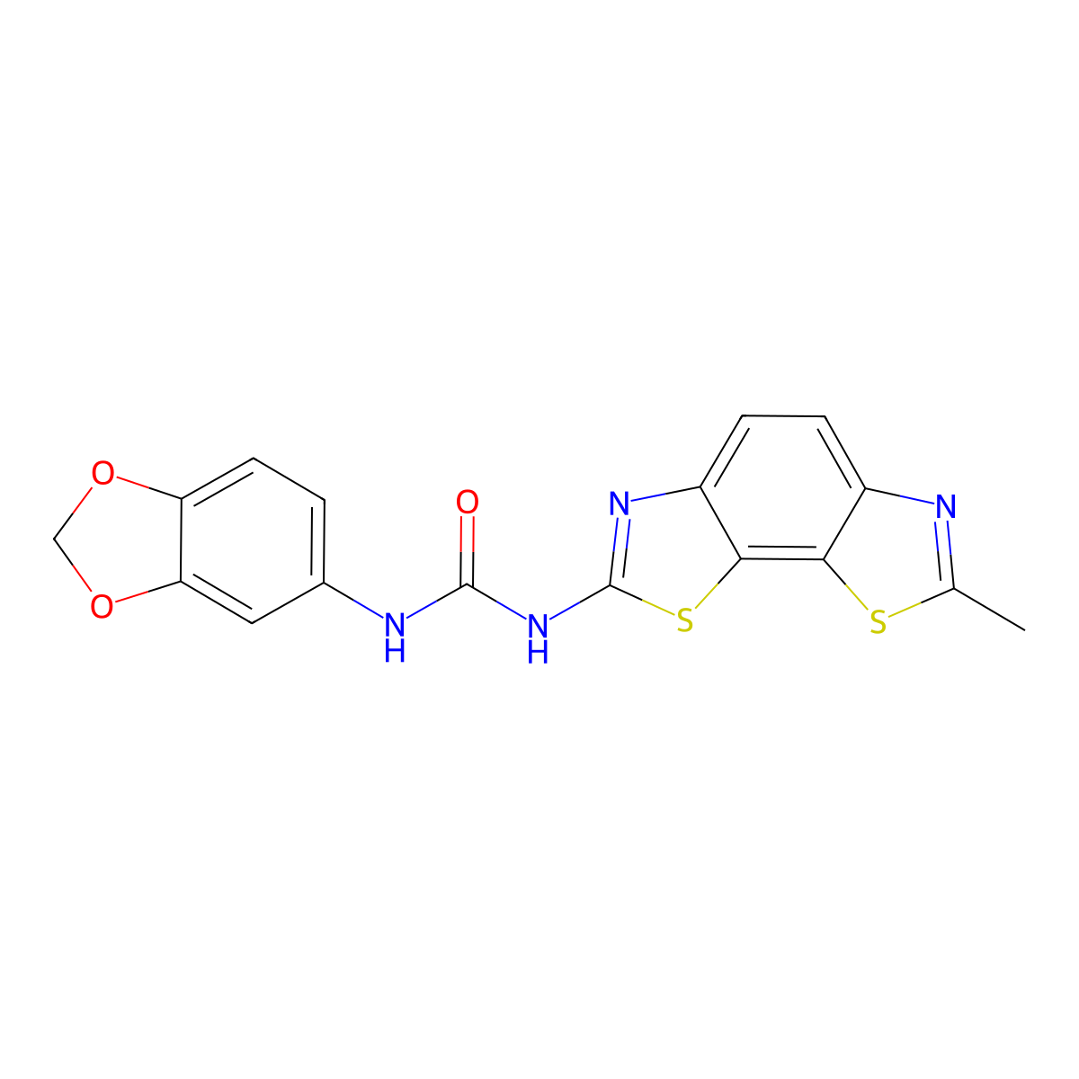 1-(2H-1,3-benzodioxol-5-yl)-3-{11-methyl-3,12-dithia-5,10-diazatricyclo[7.3.0.0^{2,6}]dodeca-1(9),2(6),4,7,10-pentaen-4-yl}urea molecular structure, CAS 1334376-44-1