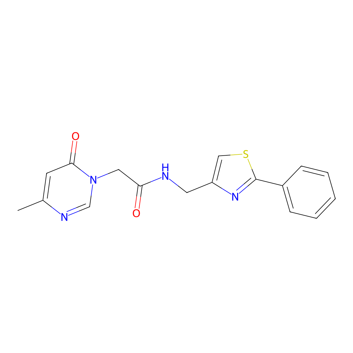 2-(4-methyl-6-oxopyrimidin-1(6H)-yl)-N-((2-phenylthiazol-4-yl)methyl)acetamide molecular structure, CAS 1334376-65-6
