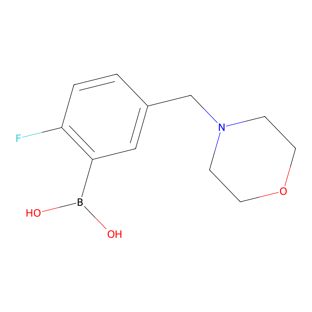 (2-Fluoro-5-(morpholinomethyl)phenyl)boronic acid molecular structure, CAS 1334399-67-5