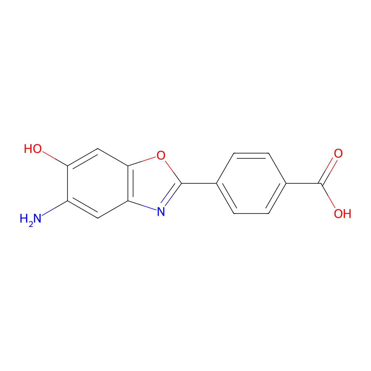 4-(5-Amino-6-hydroxybenzo[d]oxazol-2-yl)benzoic acid molecular structure, CAS 133440-66-1