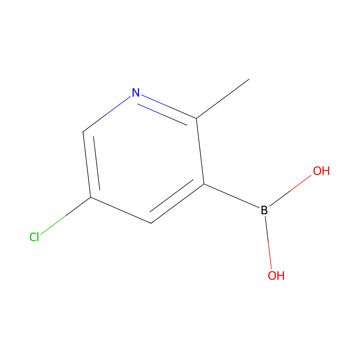 (5-Chloro-2-methylpyridin-3-yl)boronic acid molecular structure, CAS 1334405-41-2