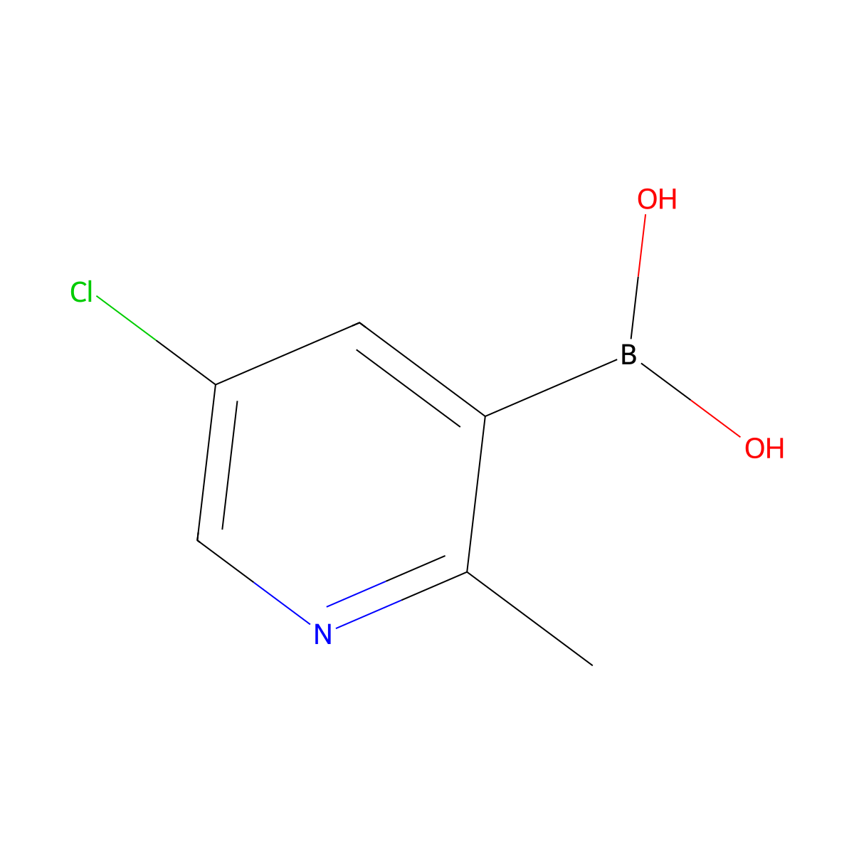 (5-Chloro-2-methylpyridin-3-yl)boronic acid molecular structure, CAS 1334405-41-2