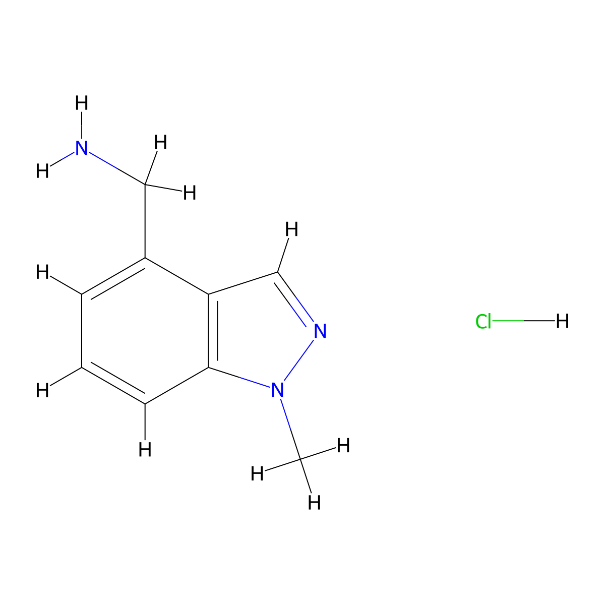(1-methyl-1H-indazol-4-yl)methanamine hydrochloride molecular structure, CAS 1334405-46-7