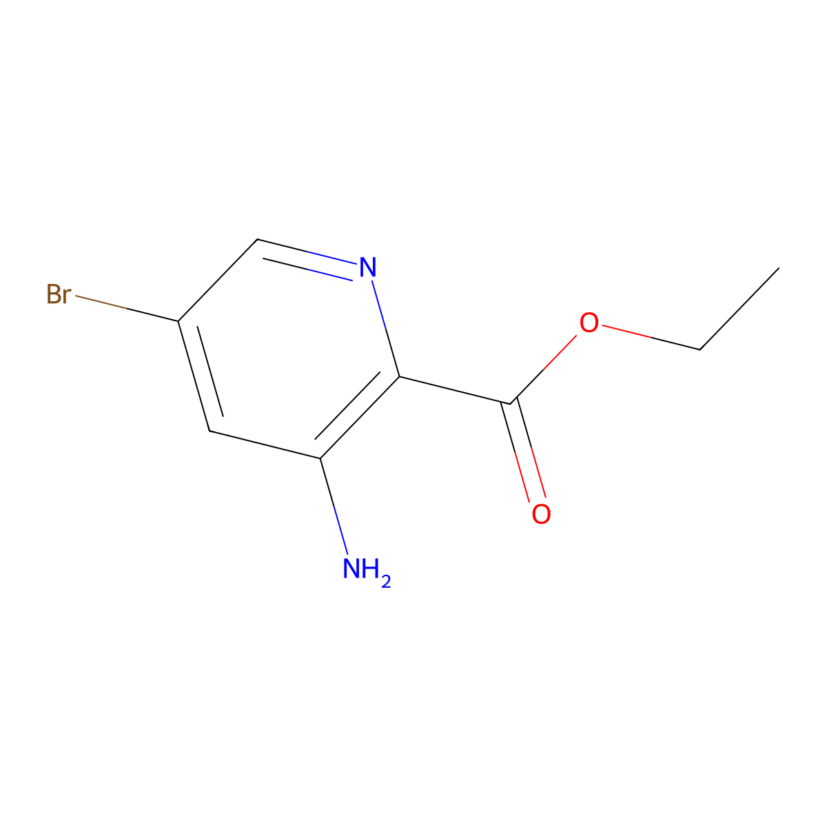 Ethyl 3-amino-5-bromopyridine-2-carboxylate molecular structure, CAS 1334405-60-5