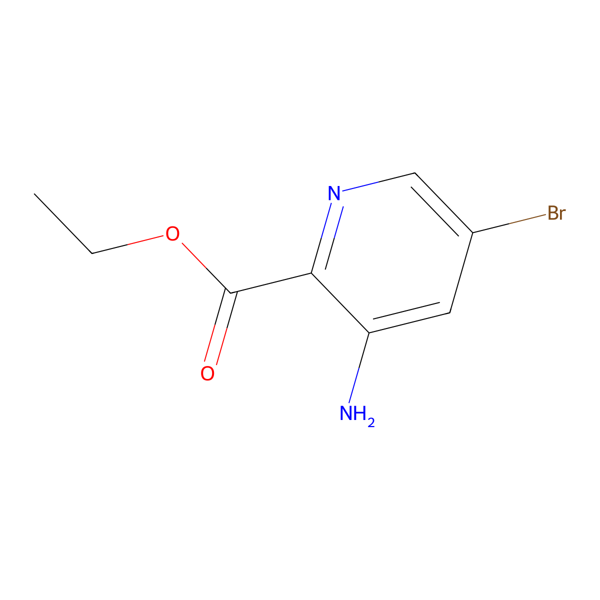 Ethyl 3-amino-5-bromopyridine-2-carboxylate molecular structure, CAS 1334405-60-5