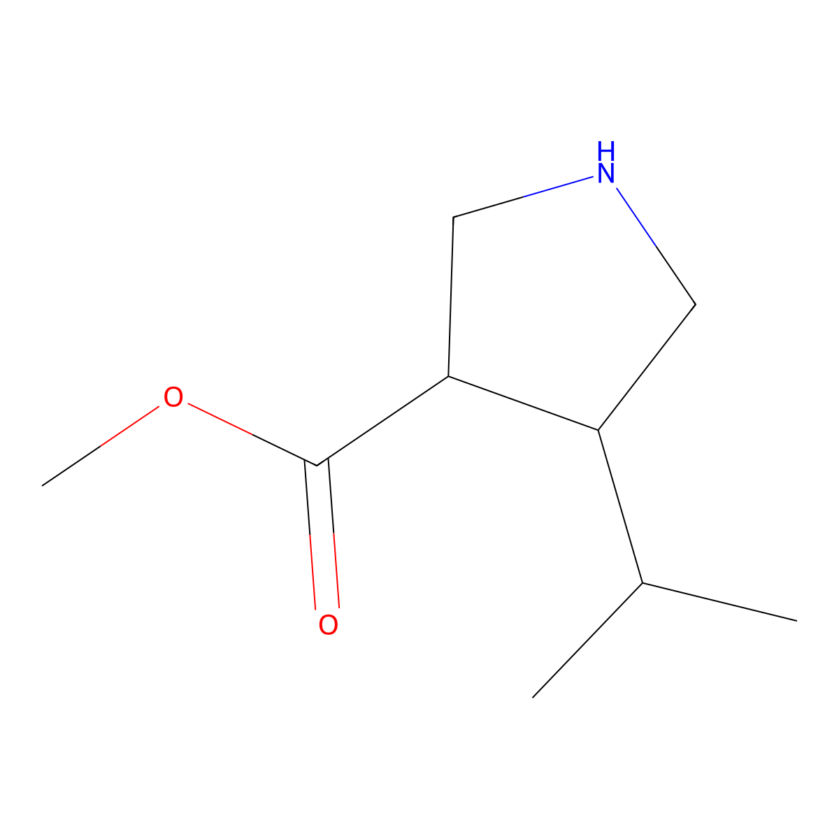 Methyl (3S,4S)-4-isopropylpyrrolidine-3-carboxylate molecular structure, CAS 1334406-73-3