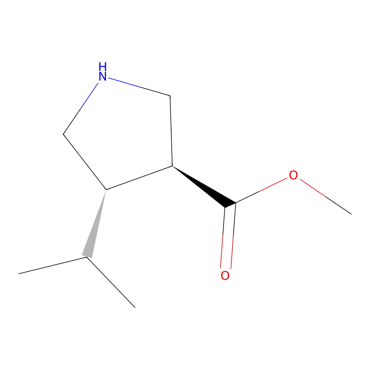 Methyl (3S,4S)-4-isopropylpyrrolidine-3-carboxylate molecular structure, CAS 1334406-73-3