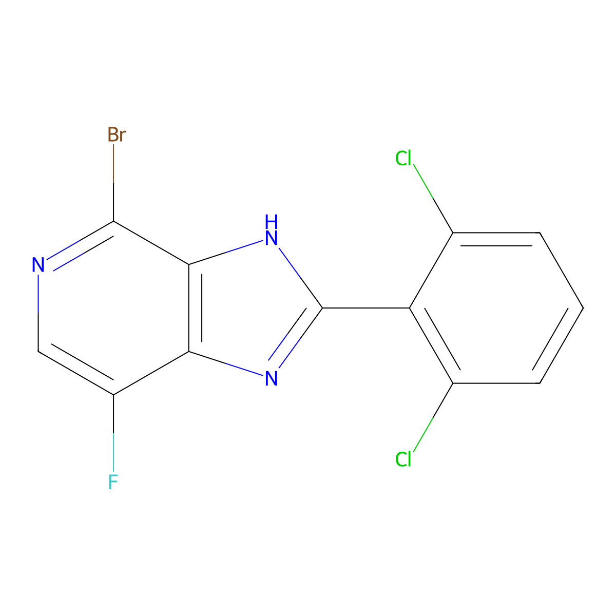 4-Bromo-2-(2,6-dichlorophenyl)-7-fluoro-1H-imidazo[4,5-c]pyridine molecular structure, CAS 1334411-83-4