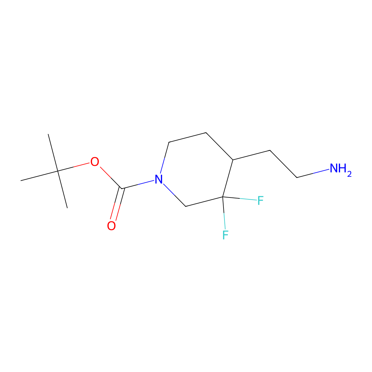 tert-butyl 4-(2-Aminoethyl)-3,3-difluoropiperidine-1-carboxylate molecular structure, CAS 1334412-45-1