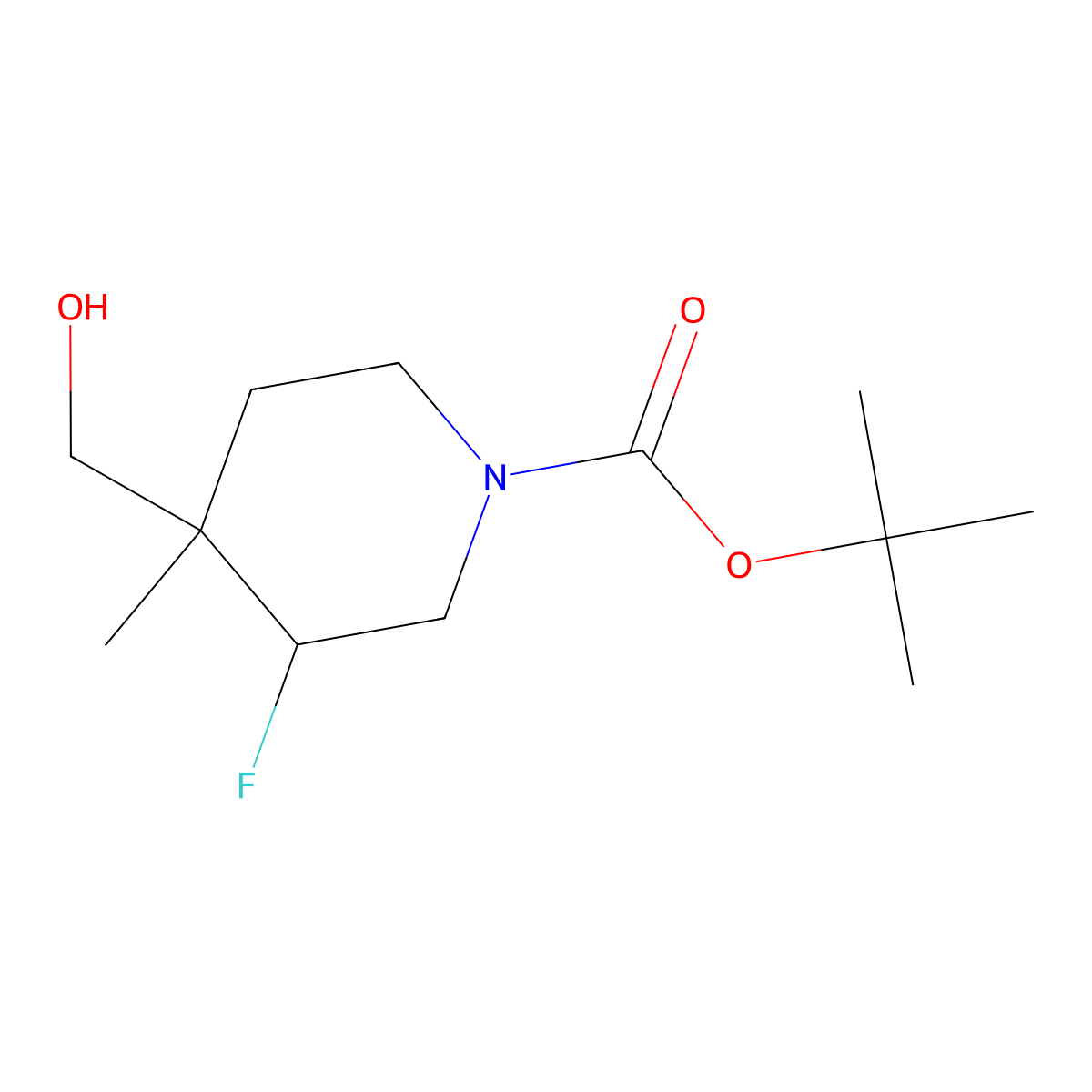 tert-butyl 3-Fluoro-4-(hydroxymethyl)-4-methylpiperidine-1-carboxylate molecular structure, CAS 1334412-55-3