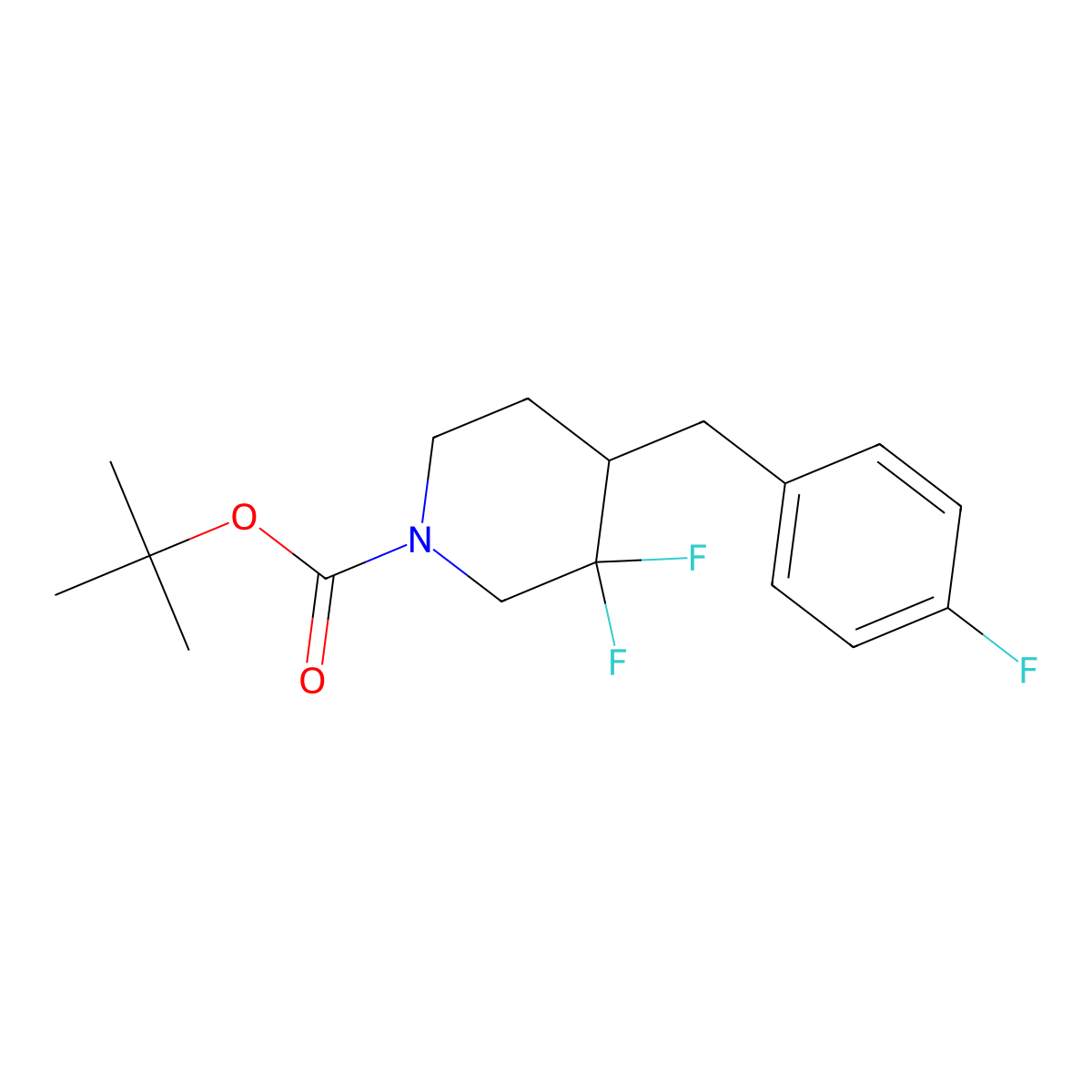 Tert-butyl 3,3-difluoro-4-(4-fluorobenzyl)piperidine-1-carboxylate molecular structure, CAS 1334412-83-7