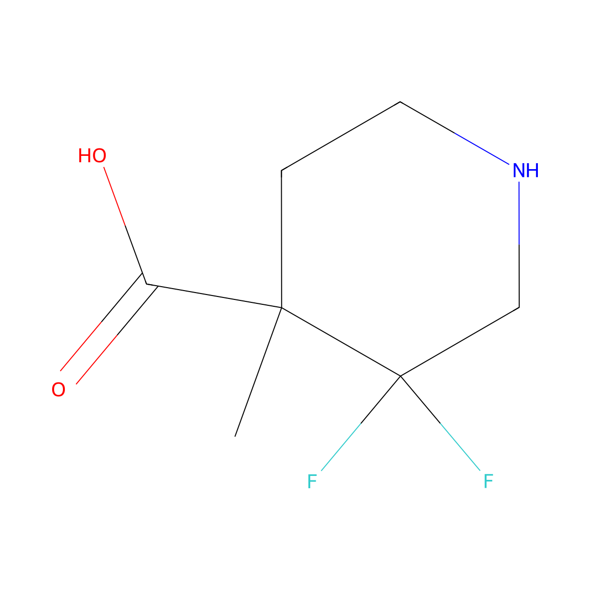 3,3-Difluoro-4-methylpiperidine-4-carboxylic acid molecular structure, CAS 1334413-17-0