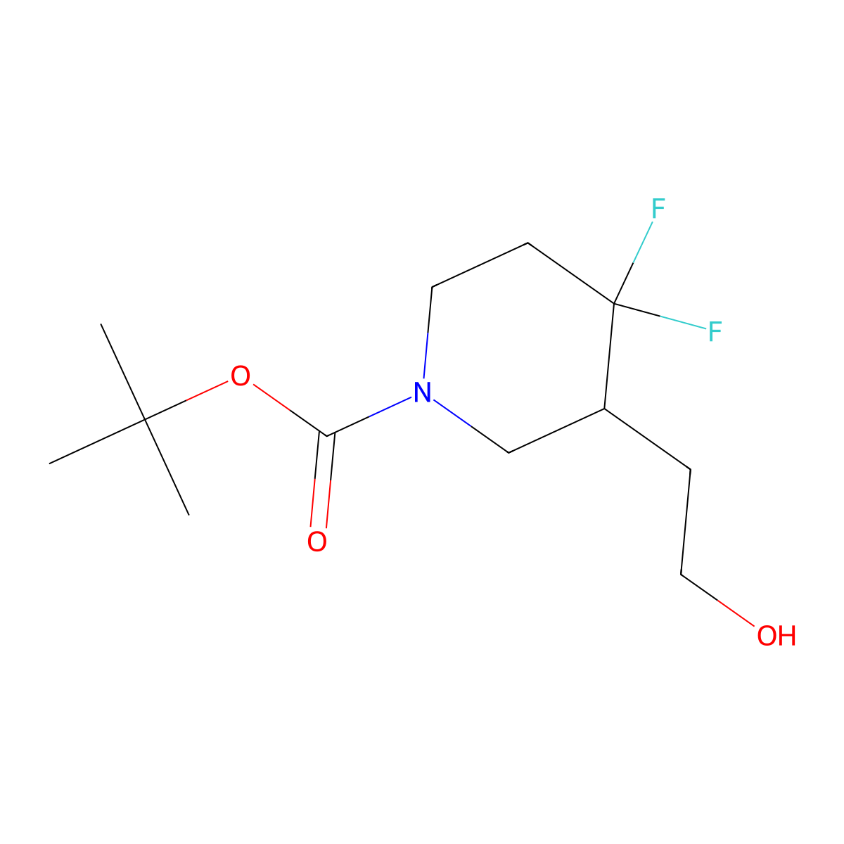 tert-Butyl 4,4-difluoro-3-(2-hydroxyethyl)piperidine-1-carboxylate molecular structure, CAS 1334413-29-4