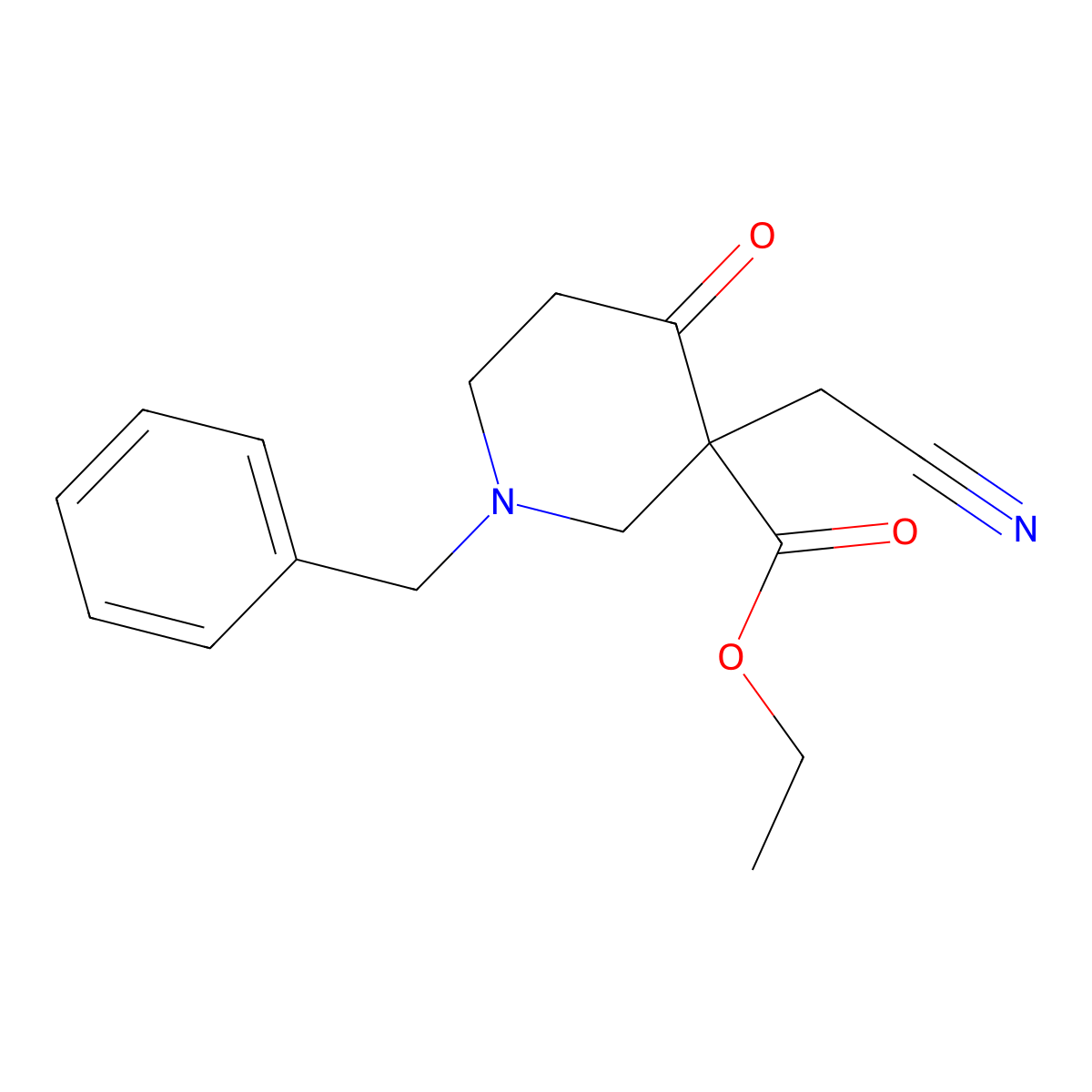 Ethyl 1-benzyl-3-(cyanomethyl)-4-oxopiperidine-3-carboxylate molecular structure, CAS 1334414-48-0