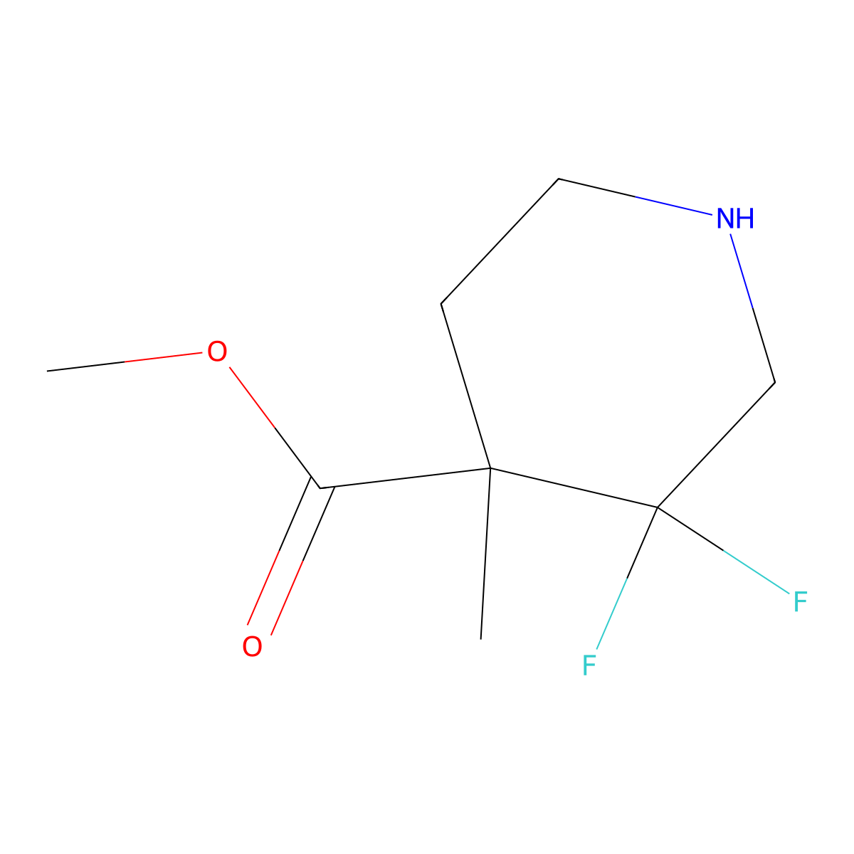 Methyl 3,3-difluoro-4-methylpiperidine-4-carboxylate molecular structure, CAS 1334414-82-2