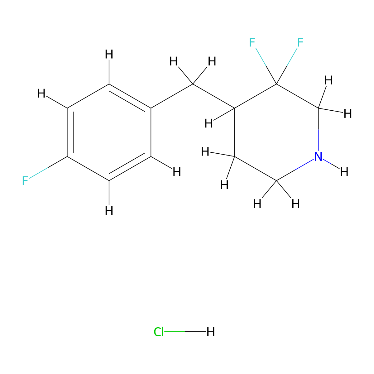 3,3-Difluoro-4-(4-fluorobenzyl)piperidine hydrochloride molecular structure, CAS 1334415-38-1