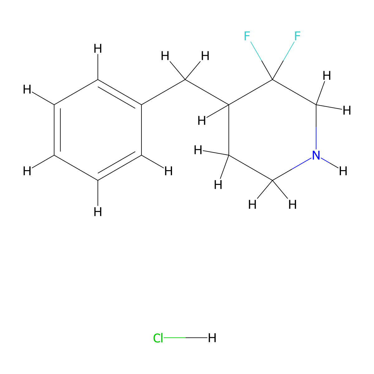 4-benzyl-3,3-Difluoropiperidine hydrochloride molecular structure, CAS 1334415-44-9