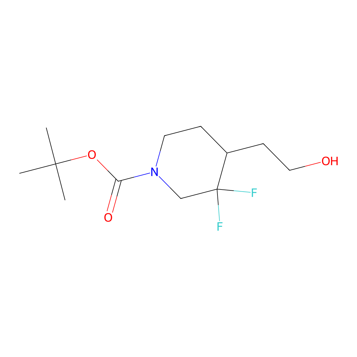 tert-Butyl 3,3-difluoro-4-(2-hydroxyethyl)piperidine-1-carboxylate molecular structure, CAS 1334415-93-8