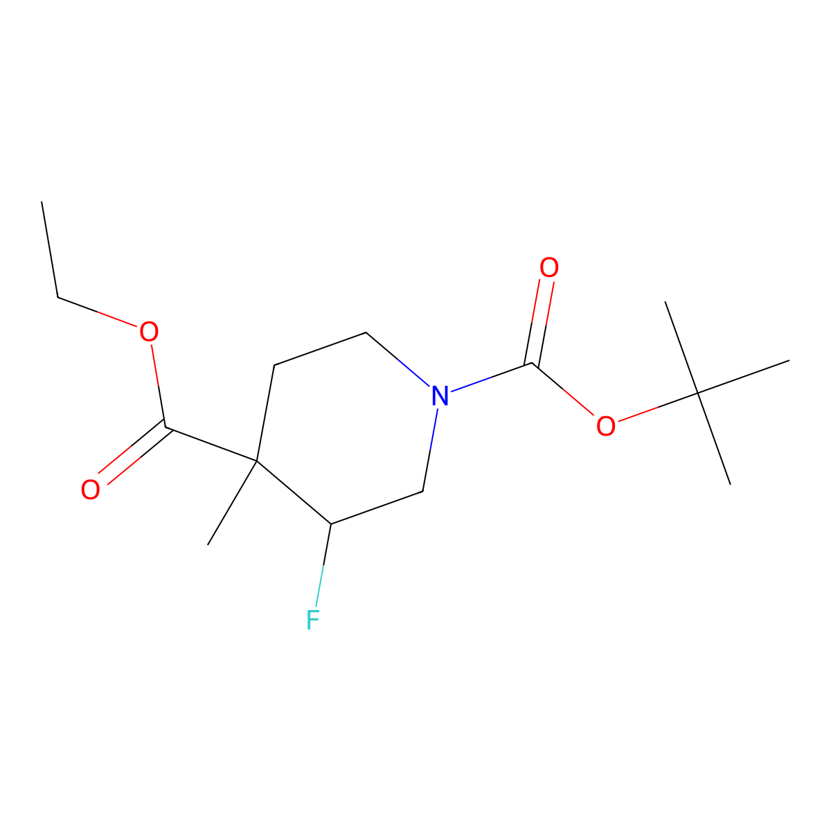 1-tert-butyl 4-Ethyl 3-fluoro-4-methylpiperidine-1,4-dicarboxylate molecular structure, CAS 1334416-25-9