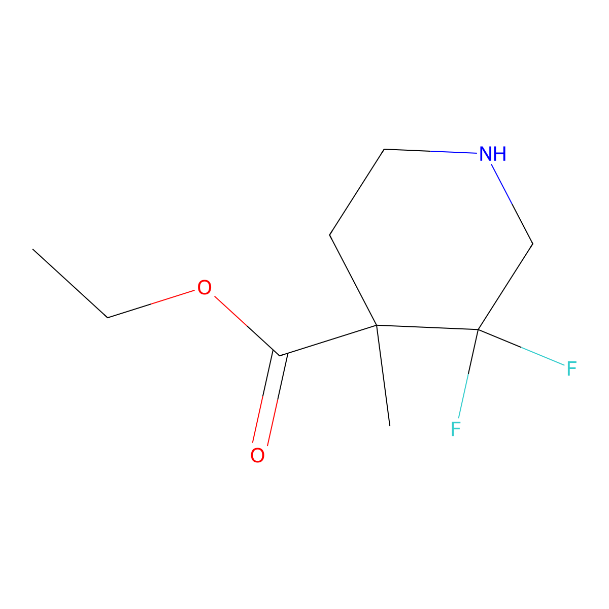 Ethyl 3,3-difluoro-4-methylpiperidine-4-carboxylate molecular structure, CAS 1334416-37-3