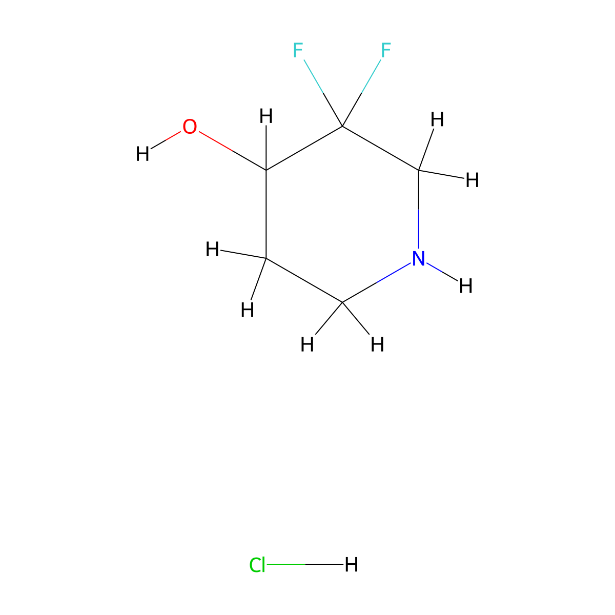 3,3-Difluoropiperidin-4-ol hydrochloride molecular structure, CAS 1334416-77-1