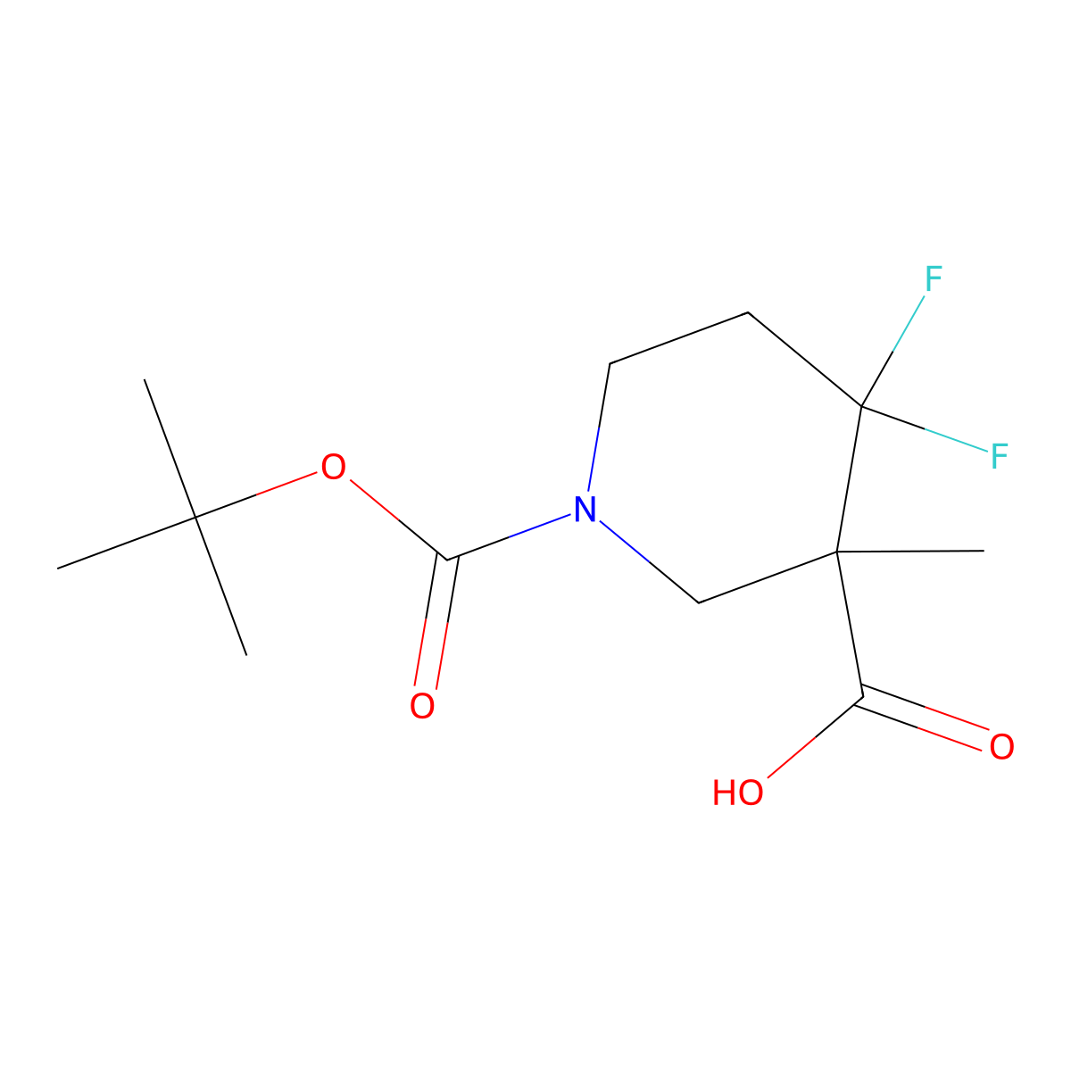 1-Boc-4,4-difluoro-3-methylpiperidine-3-carboxylic acid molecular structure, CAS 1334416-85-1