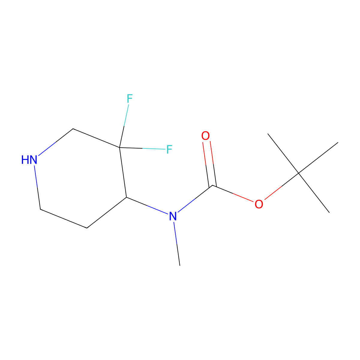 tert-Butyl N-(3,3-difluoropiperidin-4-yl)-N-methylcarbamate molecular structure, CAS 1334416-91-9