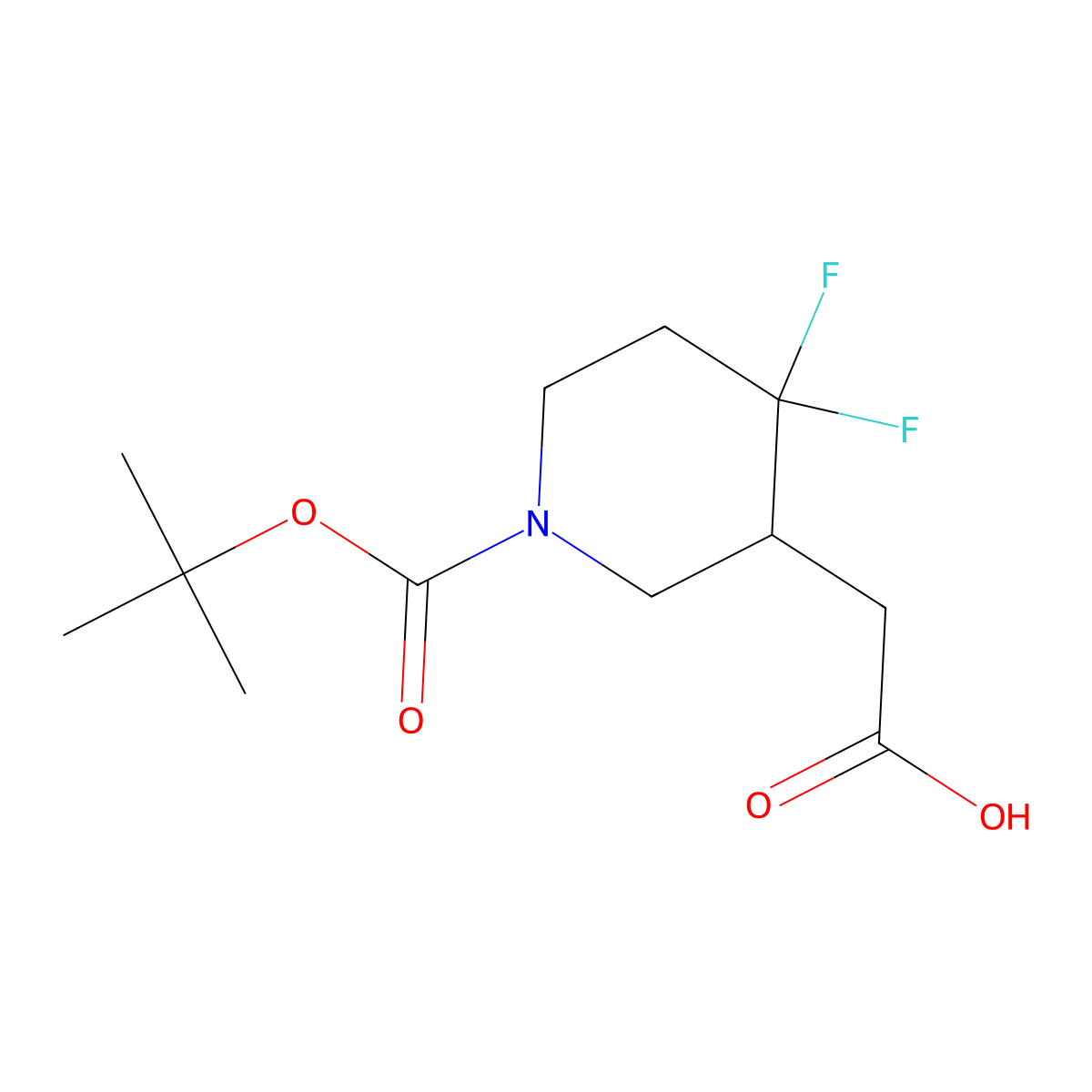2-(1-(Tert-butoxycarbonyl)-4,4-difluoropiperidin-3-yl)acetic acid molecular structure, CAS 1334417-29-6