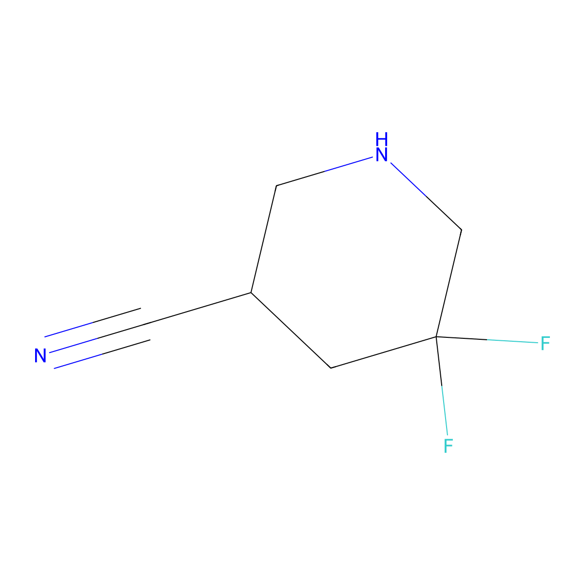 5,5-Difluoropiperidine-3-carbonitrile molecular structure, CAS 1334417-52-5