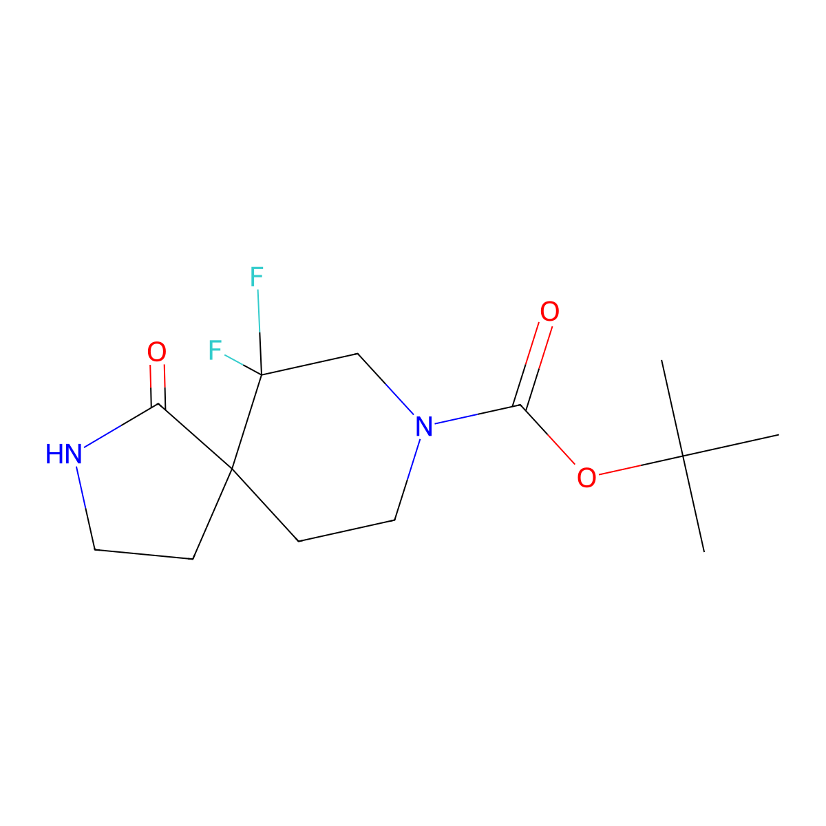 tert-Butyl 6,6-difluoro-1-oxo-2,8-diazaspiro[4.5]decane-8-carboxylate molecular structure, CAS 1334417-61-6