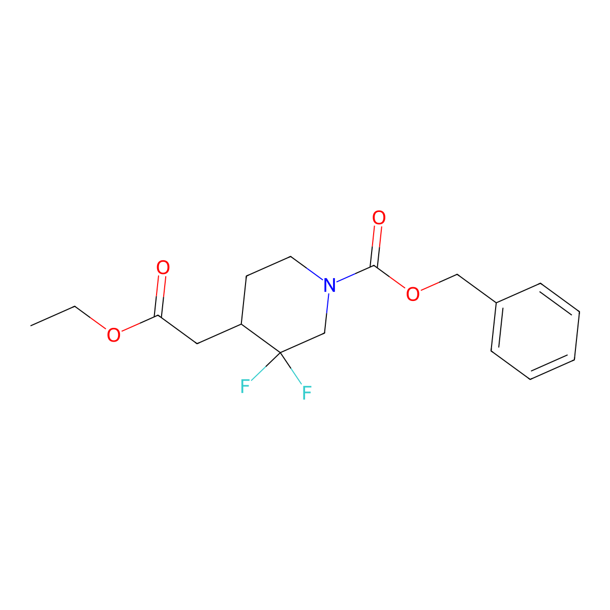 benzyl 4-(2-Ethoxy-2-oxoethyl)-3,3-difluoropiperidine-1-carboxylate molecular structure, CAS 1334417-71-8