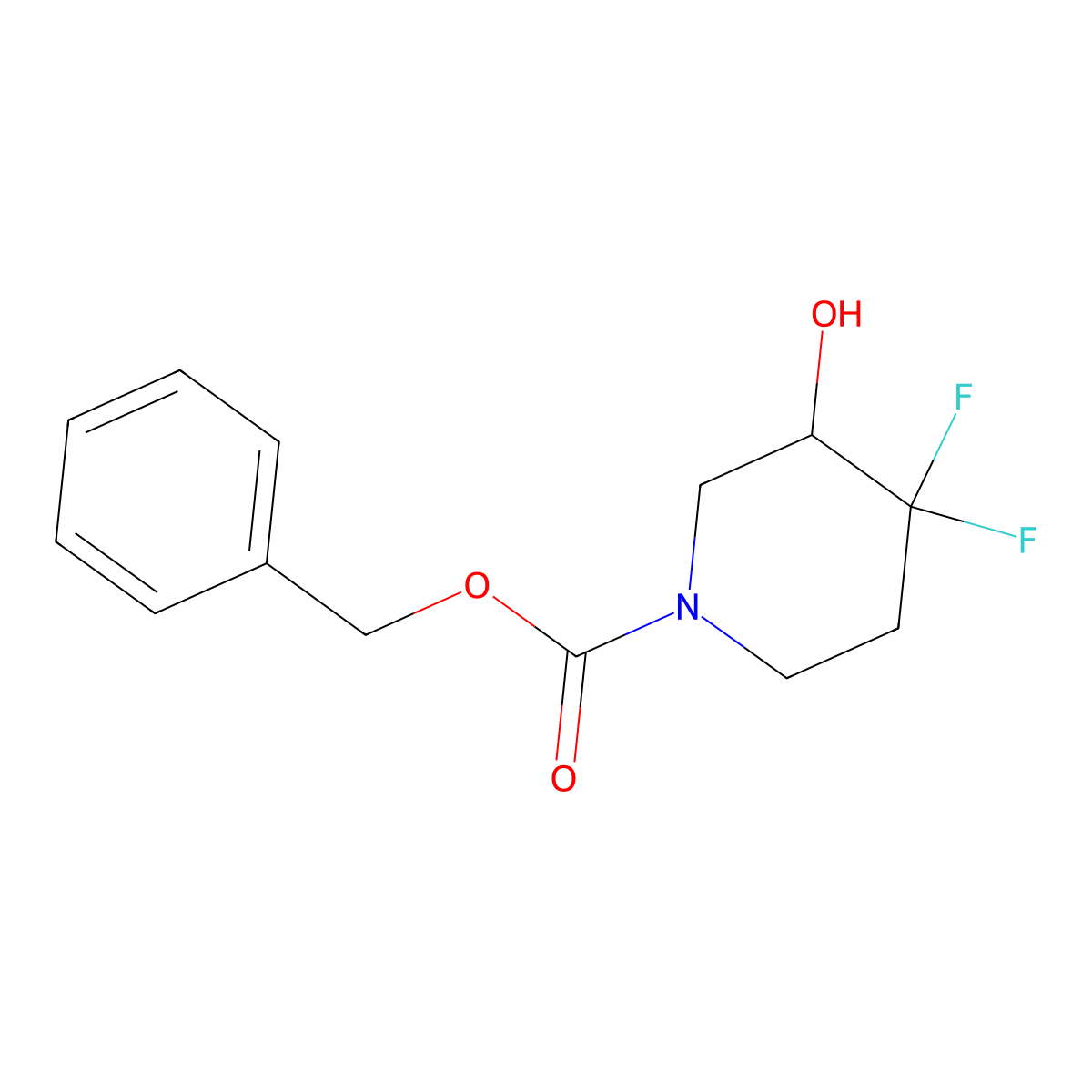 Benzyl 4,4-difluoro-3-hydroxypiperidine-1-carboxylate molecular structure, CAS 1334417-91-2