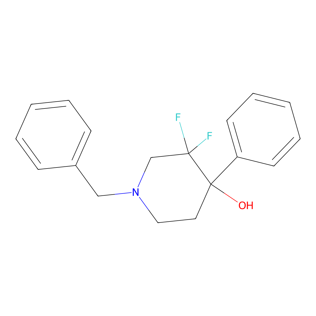 1-benzyl-3,3-Difluoro-4-phenylpiperidin-4-ol molecular structure, CAS 1334418-37-9