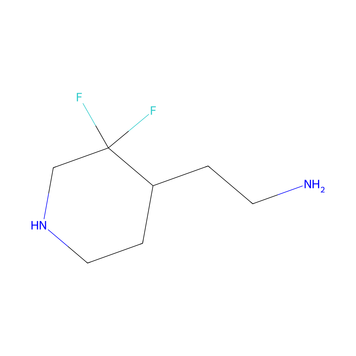 2-(3,3-Difluoropiperidin-4-yl)ethan-1-amine molecular structure, CAS 1334471-87-2