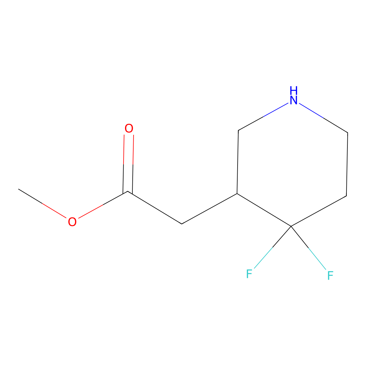 Methyl 2-(4,4-difluoropiperidin-3-yl)acetate molecular structure, CAS 1334471-88-3