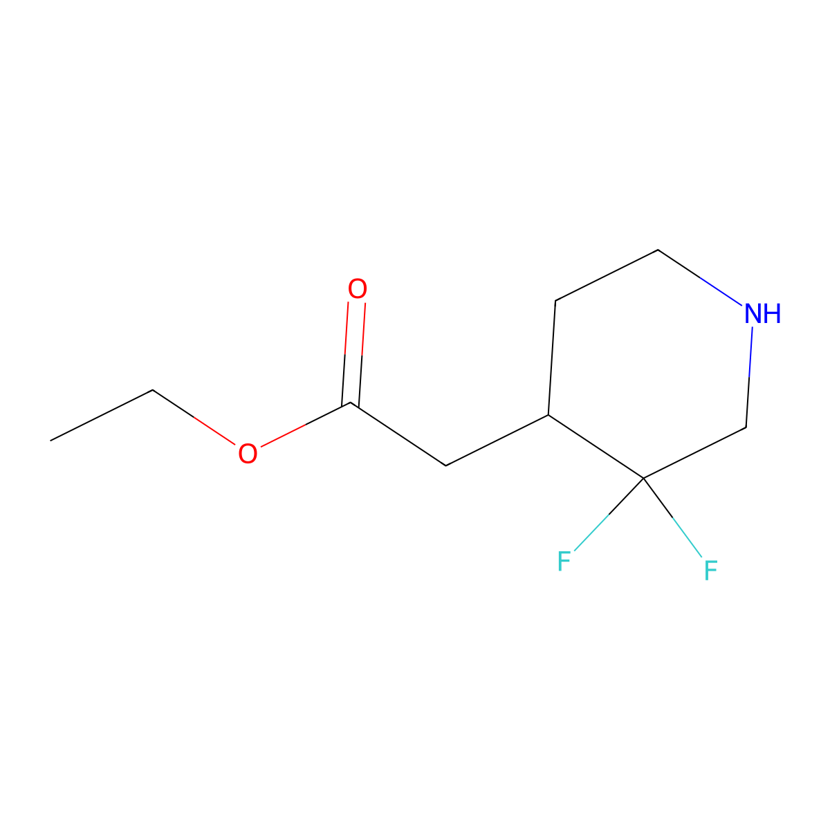 Ethyl 2-(3,3-difluoropiperidin-4-yl)acetate molecular structure, CAS 1334472-16-0