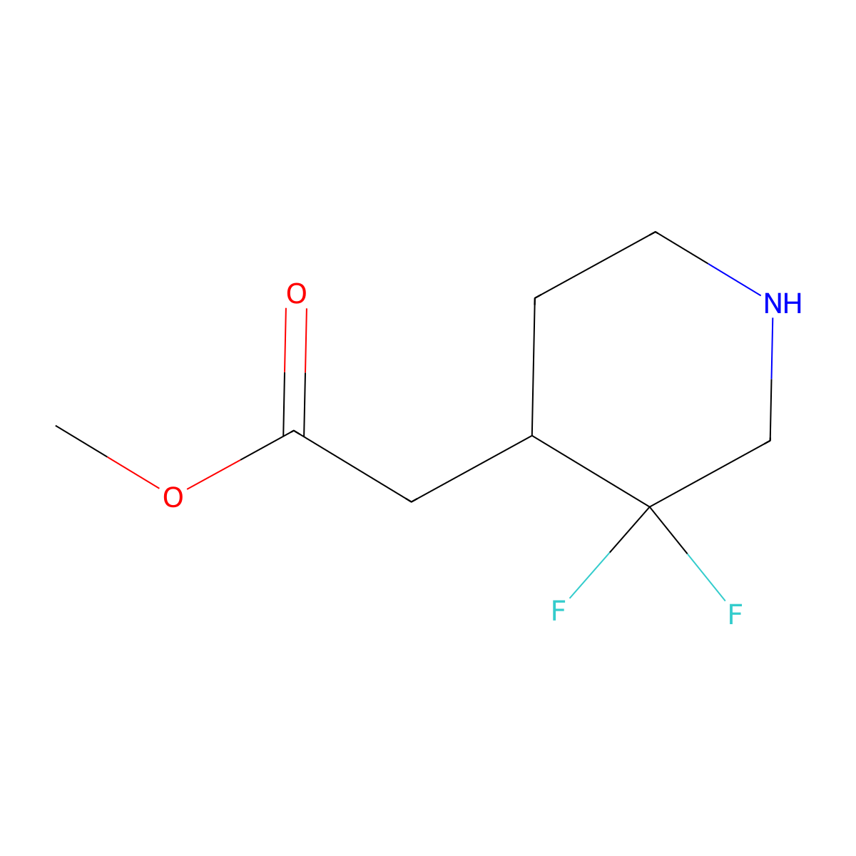 Methyl 2-(3,3-difluoropiperidin-4-yl)acetate molecular structure, CAS 1334472-21-7