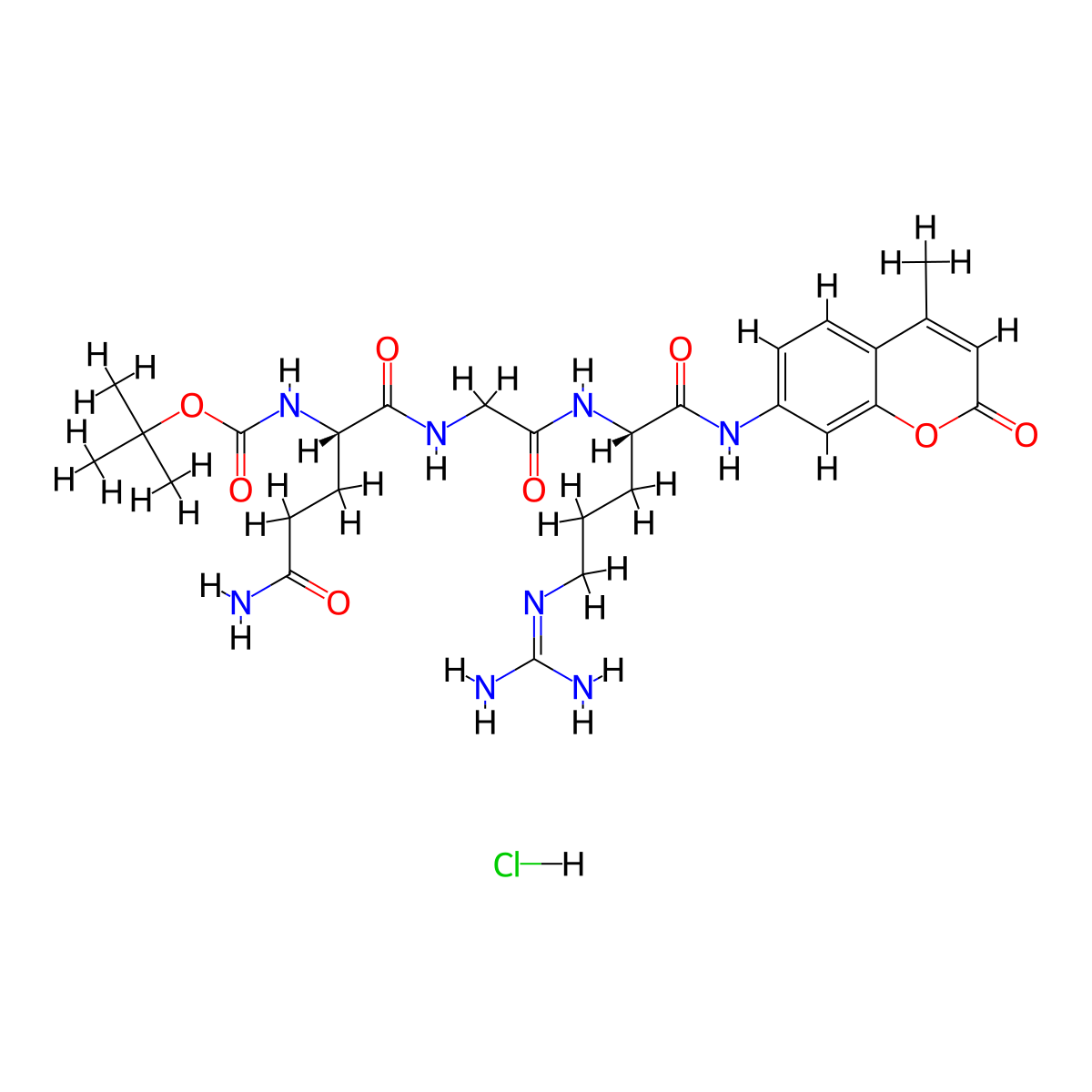 Boc-gln-gly-arg-amc hcl molecular structure, CAS 133448-21-2