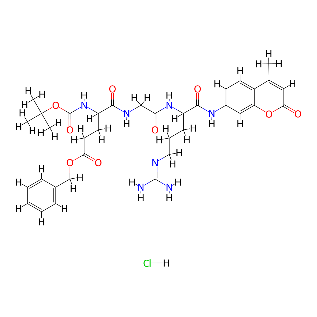 Boc-gamma-benzyl-Glu-Gly-Arg-7-amido-4-methylcoumarin hydrochloride molecular structure, CAS 133448-22-3