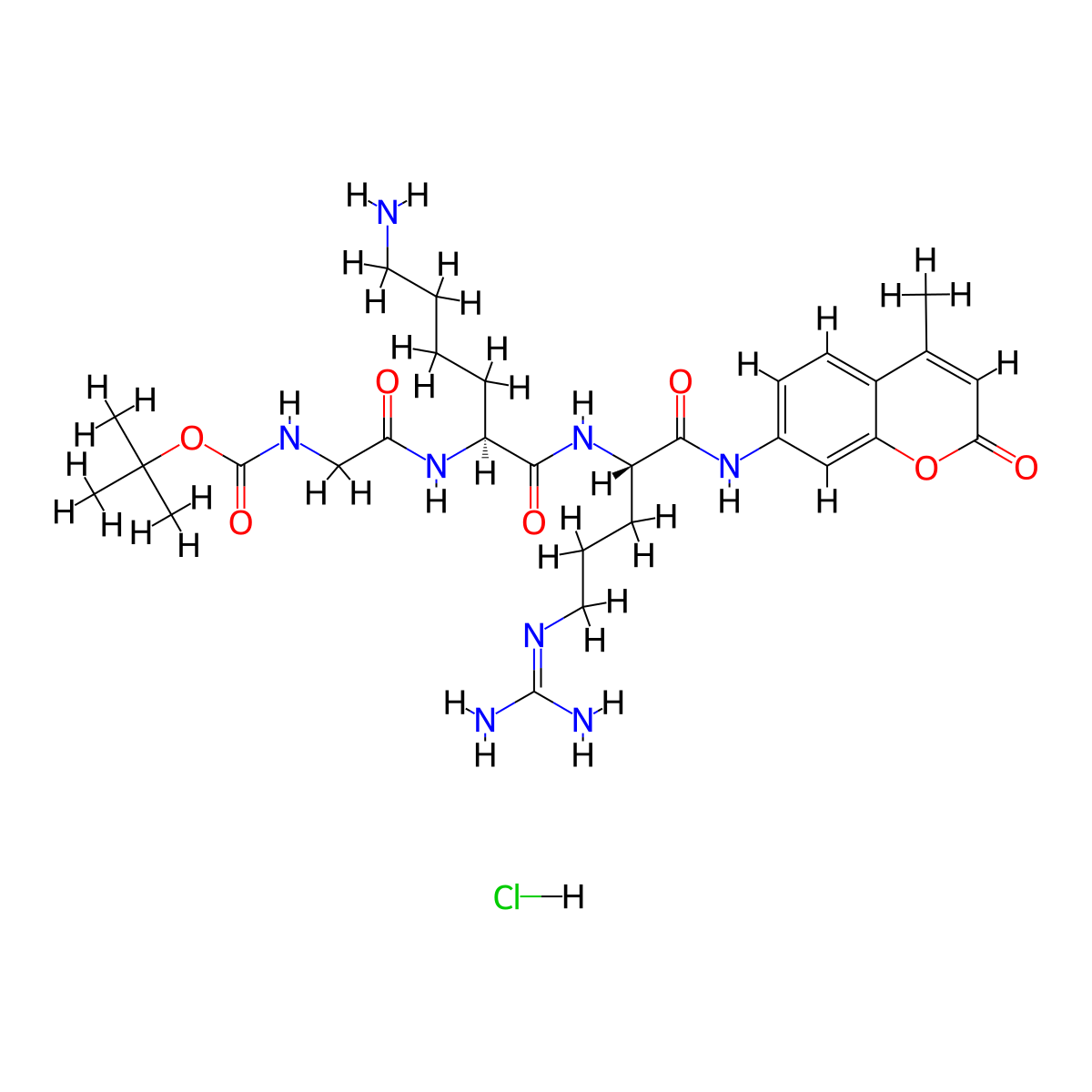 N-T-Boc-gly-lys-arg 7-amido-4-methylcoumarin hydrochloride molecular structure, CAS 133448-23-4