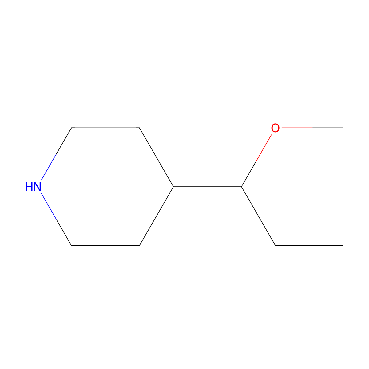 4-(1-Methoxypropyl)piperidine molecular structure, CAS 1334484-78-4
