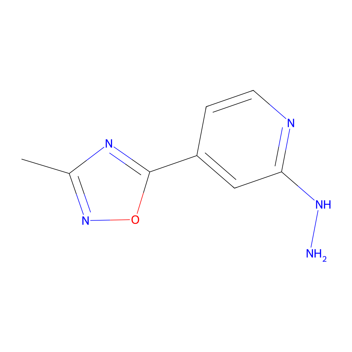 2-Hydrazino-4-(3-methyl-1,2,4-oxadiazol-5-yl)pyridine molecular structure, CAS 1334484-83-1