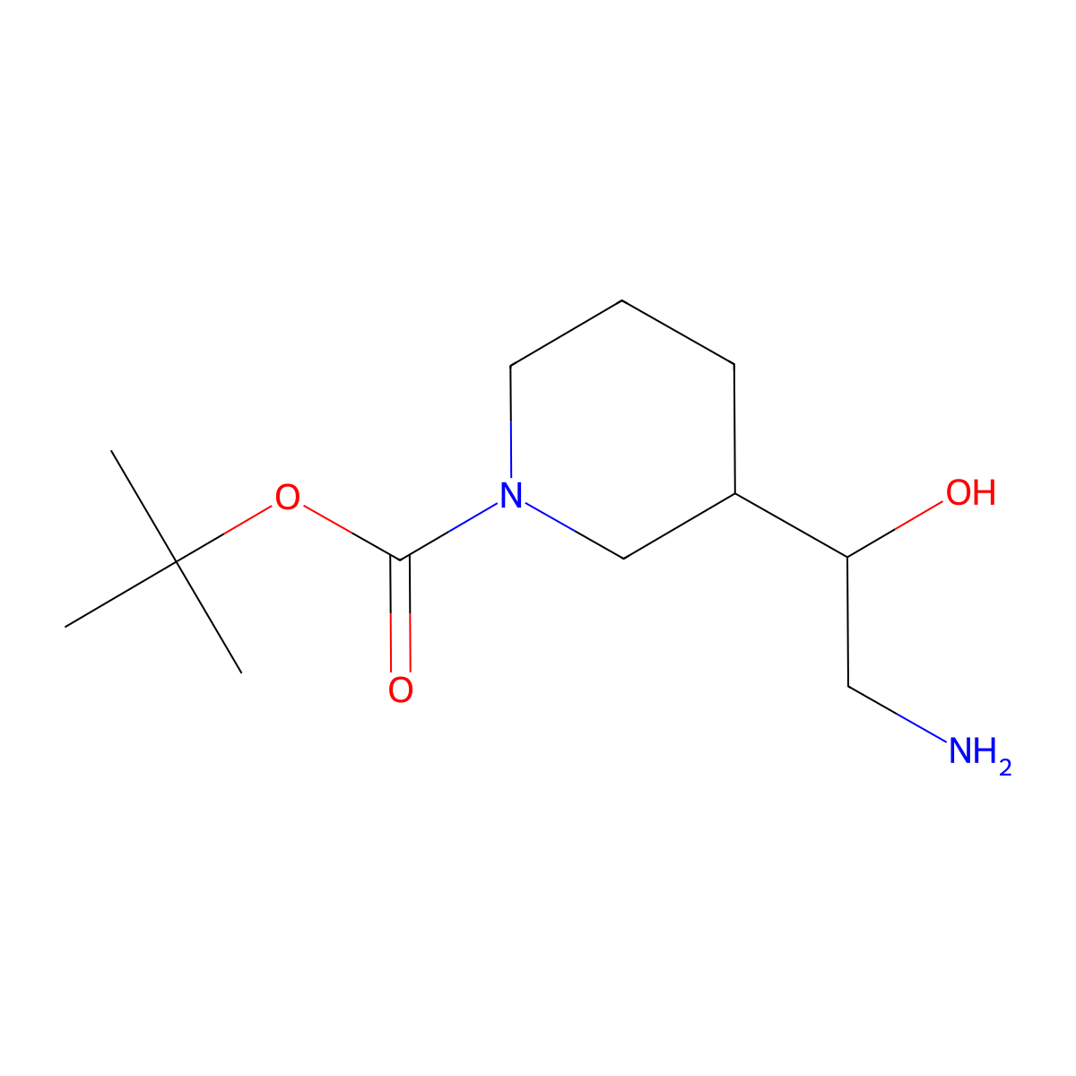 Tert-butyl 3-(2-amino-1-hydroxyethyl)piperidine-1-carboxylate molecular structure, CAS 1334485-87-8