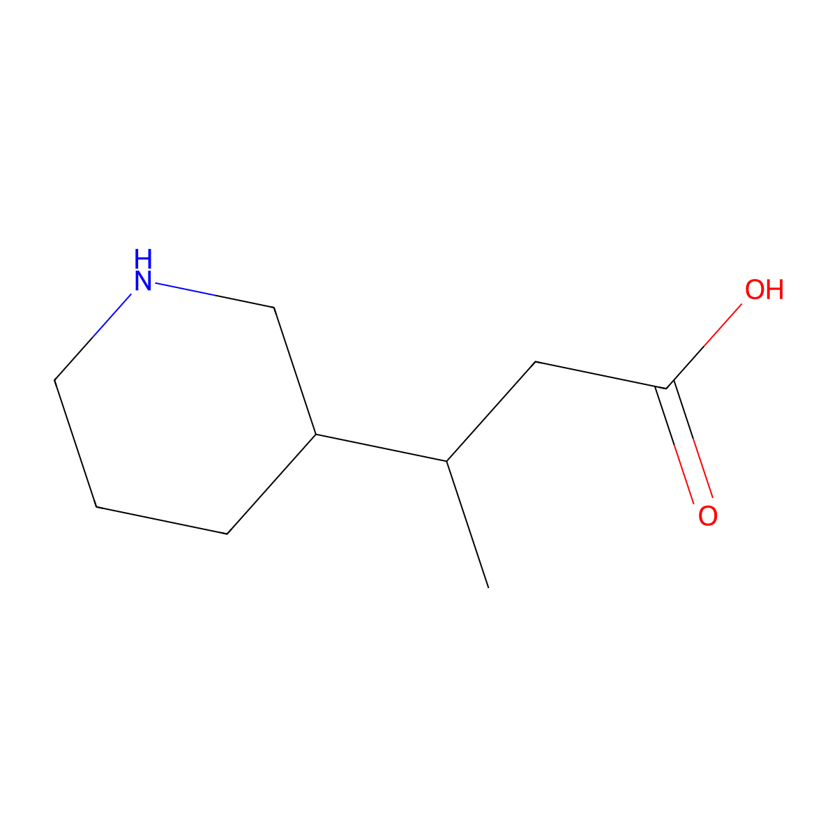3-(Piperidin-3-yl)butanoic acid molecular structure, CAS 1334486-36-0