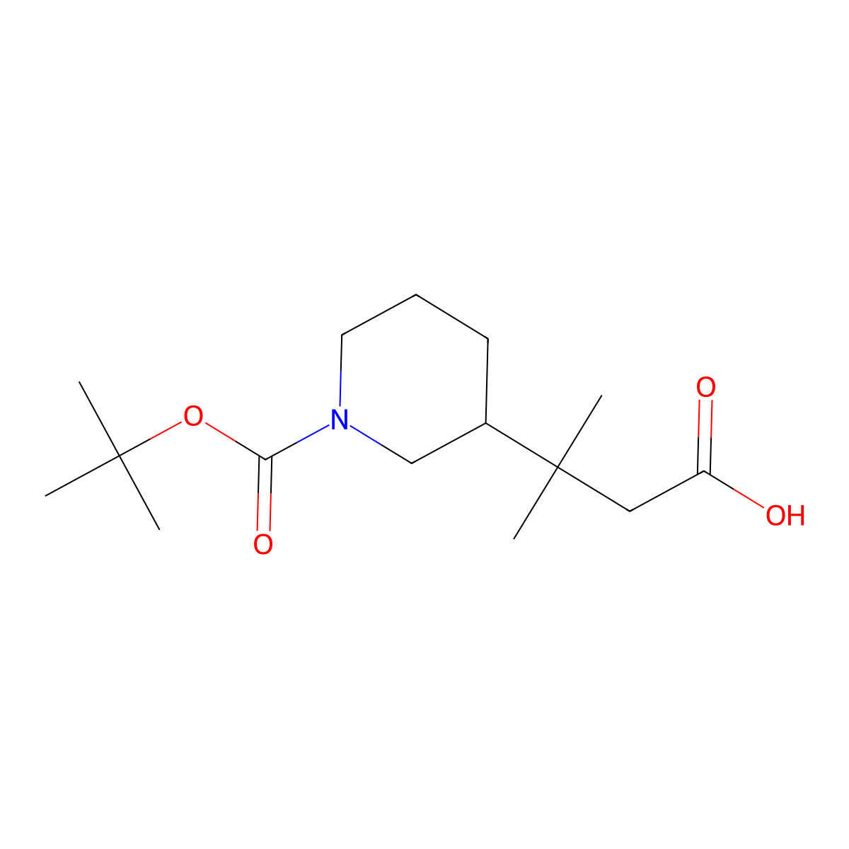 3-(1-(Tert-butoxycarbonyl)piperidin-3-yl)-3-methylbutanoic acid molecular structure, CAS 1334486-77-9