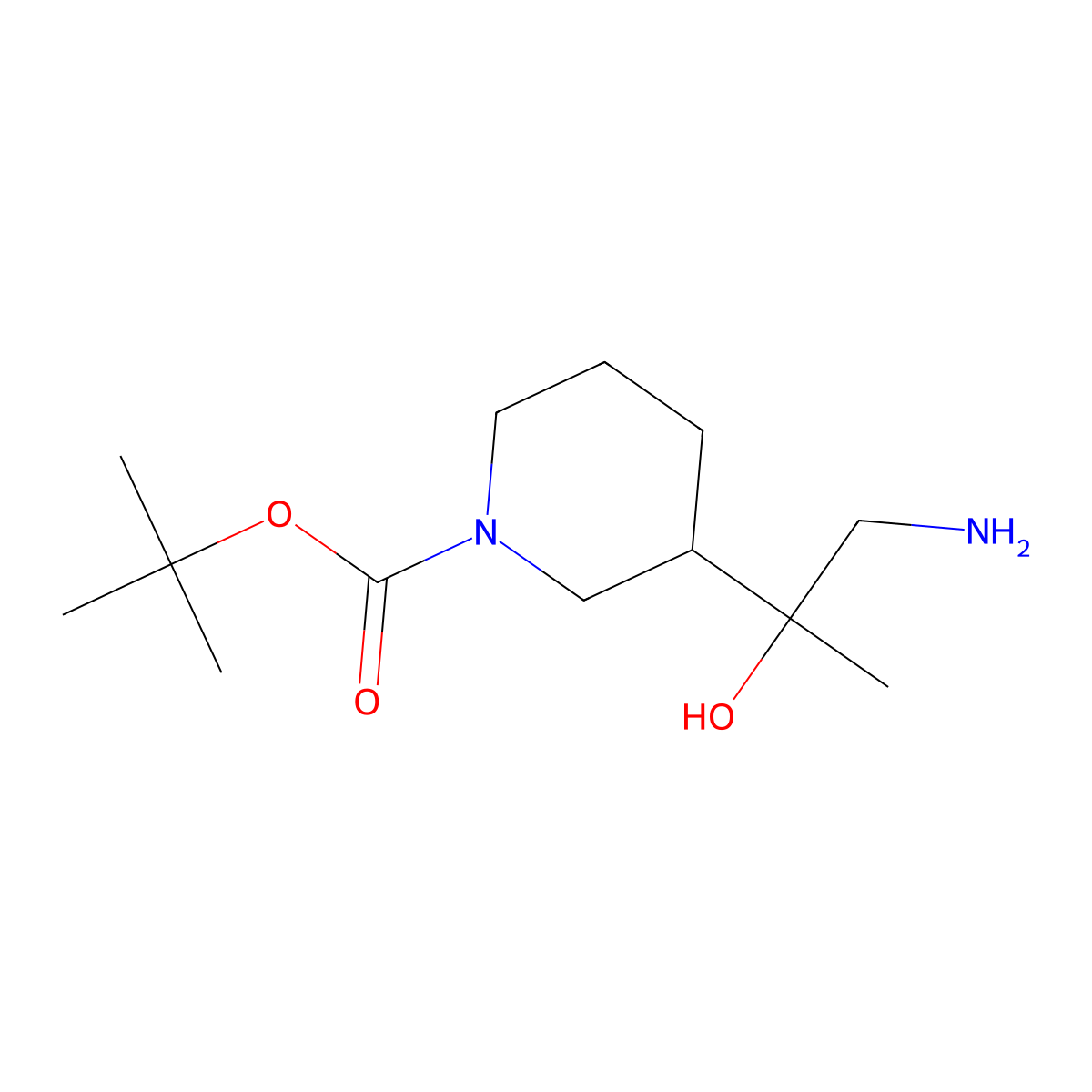 Tert-butyl 3-(1-amino-2-hydroxypropan-2-yl)piperidine-1-carboxylate molecular structure, CAS 1334487-67-0
